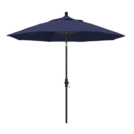 California Umbrella California Umbrella GSCU908302-F09 9 ft. Aluminum Market Umbrella Collar Tilt - Matted Black - Olefin - Navy Blue GSCU908302-F09
